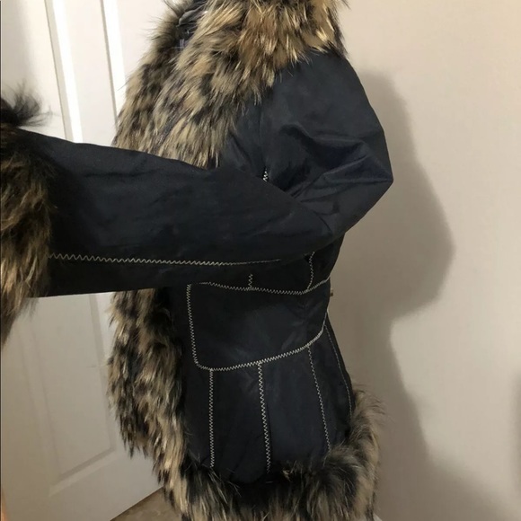 Fur Trimmed Coat By Bon Sens By Jyugaoka Size 40 - Picture 2 of 9